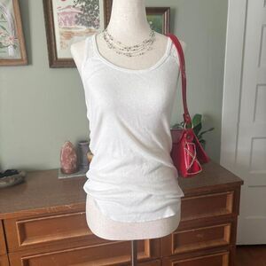Abercrombie & Fitch white racer back tank top with lace back L